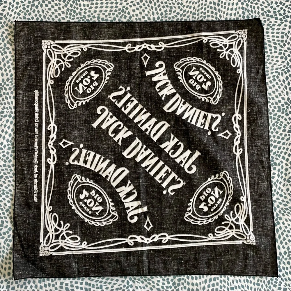 Jack Daniel's Whiskey Old No. 7 Black & White Logo Bandana Adult Scarf